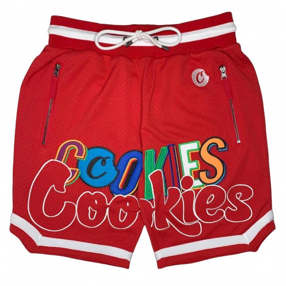 NEW COOKIES men's on the block athletic mesh short in red